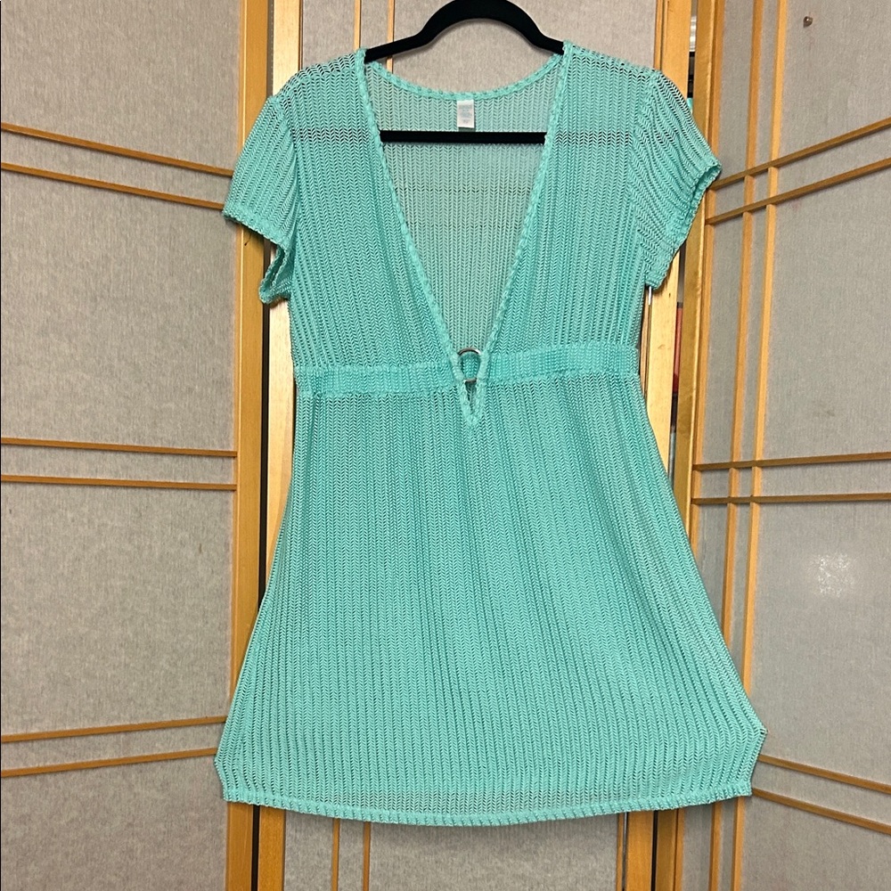 Tropical Escape Aqua Knit Beach Dress